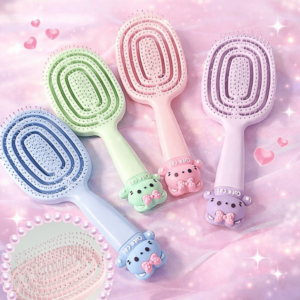 หวีแปรงผมหลังโปร่งใหญ่ สีหวาน ด้ามการ์ตูน ราคาถูก