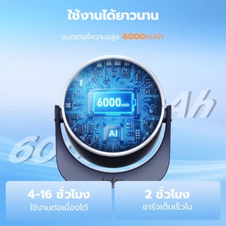 fofox T200/J31 พัดลมตั้งโต๊ะไร้สาย พัดลมหนีบ แขวนได้ แบต 6000mAh ลมแรง 100 ระดับ เงียบ ใช้ในห้องนอน โต๊ะทำงาน ข้างเตียง