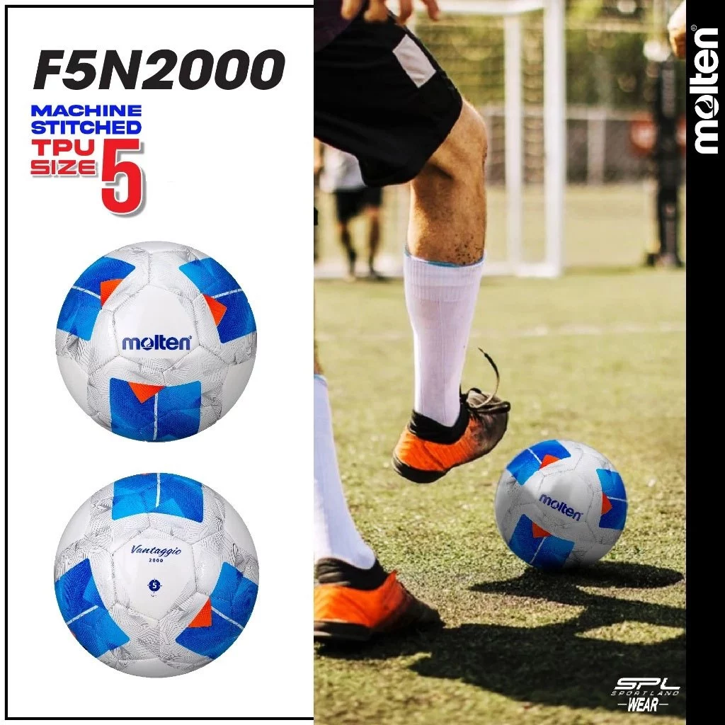[ลิขสิทธิ์แท้]MOLTEN Collection ลูกฟุตบอลเย็บ หนังทีพียู Football MST TPU Ch F5N2000 / BL / OB / RW (690)