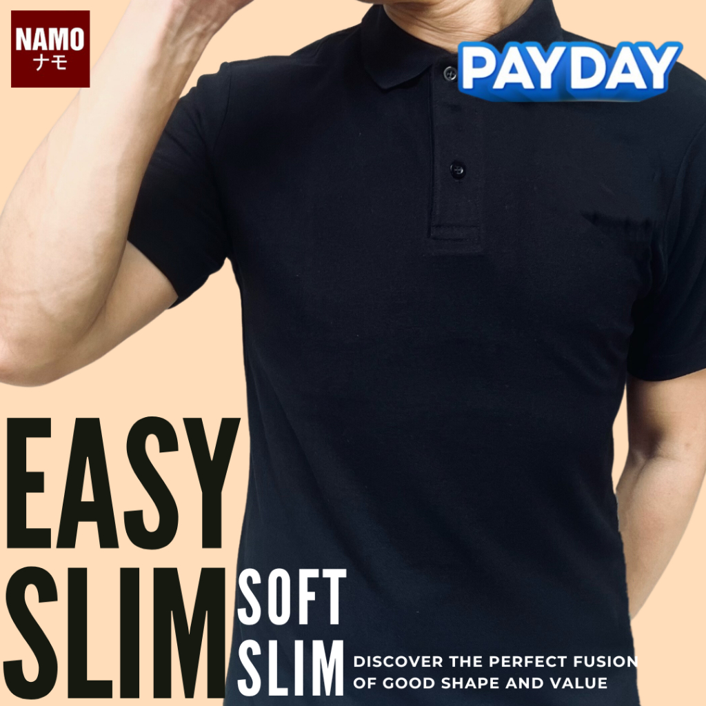 🔥เสื้อโปโล รุ่น EasySlim ชาย หญิง หุ่นดีง่ายๆ ไม่ยับ ไม่ย้วย ไม่ต้องรีด ผ้าSoftTouch ทรงสวย แขนปล่อย เสื้อสีดำ