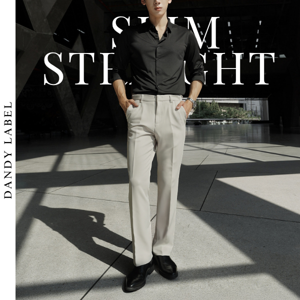 DANDY LABEL กางเกงสแลคผู้ชาย ทรงสลิม ขาตรง Slim Straight Fit เอวยืดซ่อน ใส่สบาย ผ้ายืด ไม่ยับง่าย