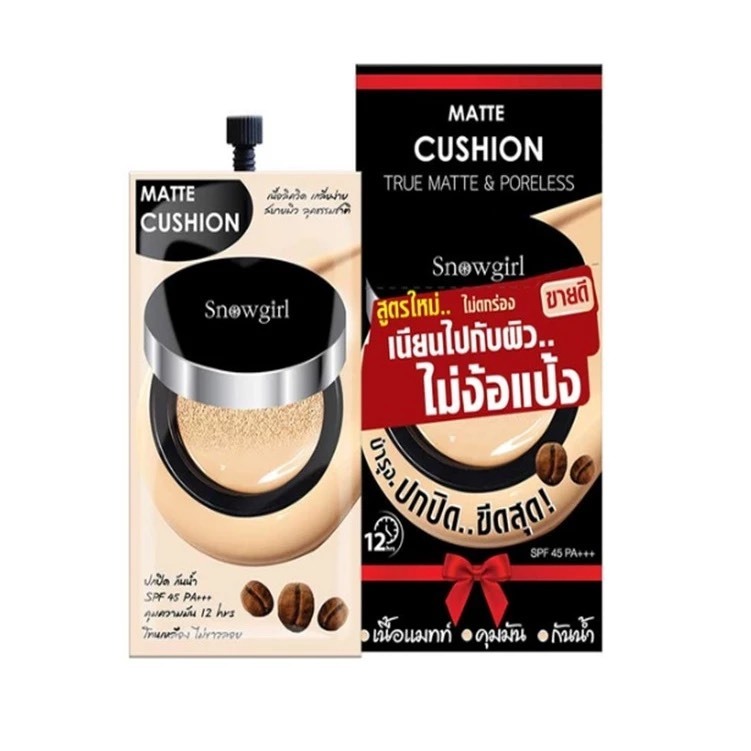 ( ยกกล่อง 6 ซอง ) สโนว์เกิร์ล แมทท์ คูชั่น Snowgirl Matte-Cushion To Powder