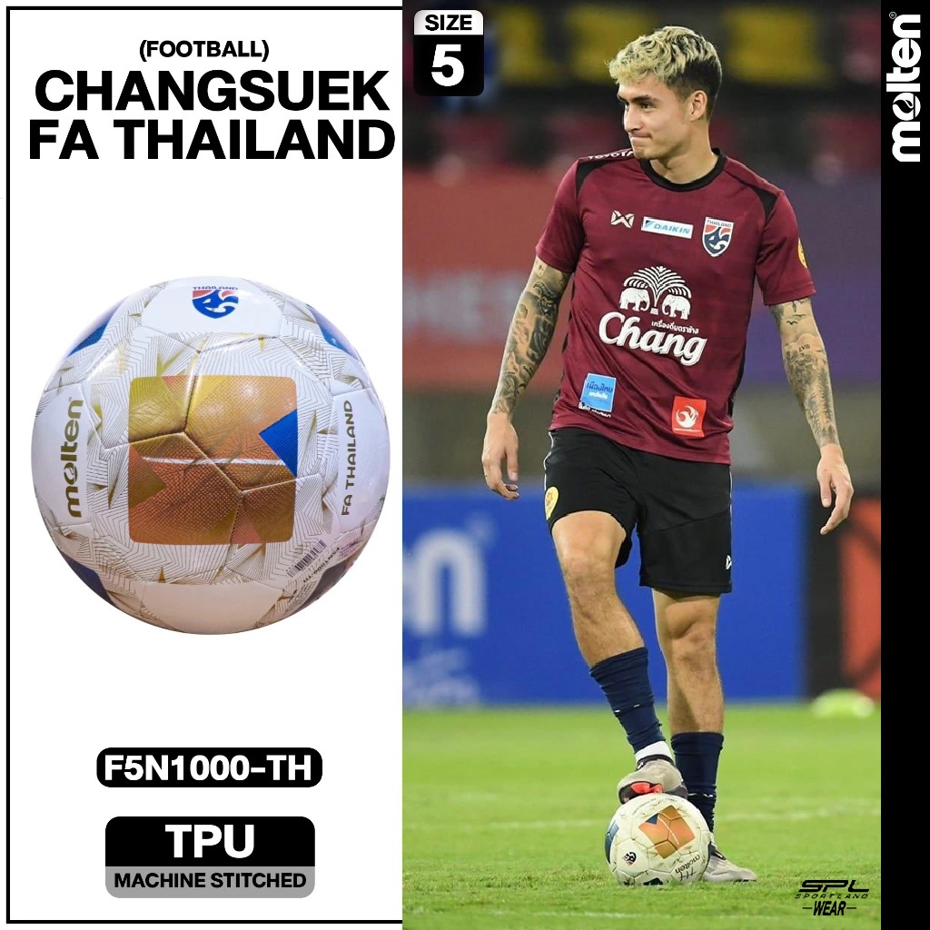 MOLTEN ลูกฟุตบอลหนัง หนังพีทียู Football MST TPU pk F5N1000-TH (500)