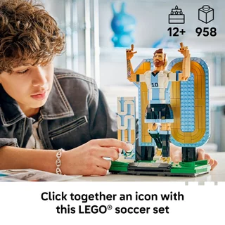 LEGO Editions Football 43015 Lionel Messi – Football Legend (958 Pieces), Building Blocks, Kids Toy