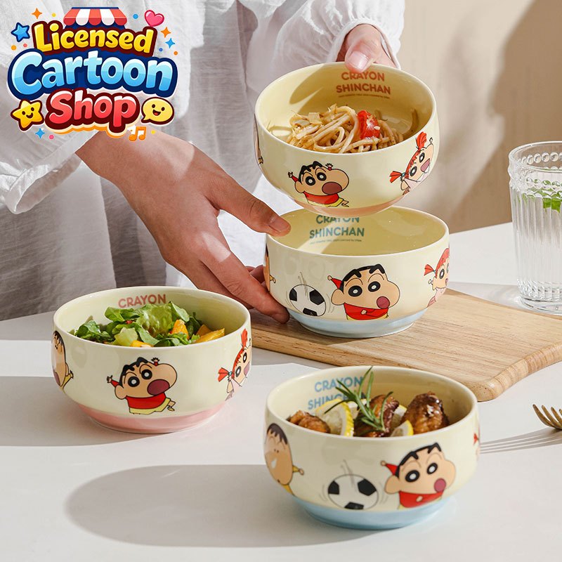 【ของแท้】Shinchan ชามเซรามิก 4.5 นิ้ว ลายน่ารัก ของขวัญวันเกิด อุ่นไมโครเวฟได้
