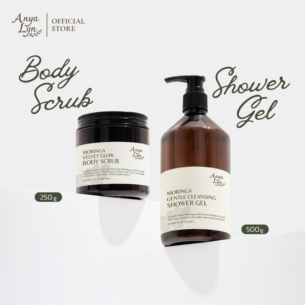 AnyaLyn บอดี้สครับและเจลอาบน้ำสูตรมะรุม ผลัดเซลล์ผิว ปกป้องผิว │ Moringa Body Scrub & Shower Gel
