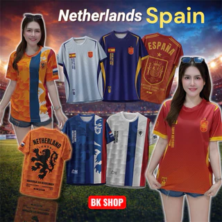 Holland&Spainเสื้อบอลพิมพ์ลายทีมชาติ ดีไซน์เท่ ใส่ได้ทุกโอกาส ผ้าใส่สบาย ระบายอากาศดี (NED6904-ESP6904)