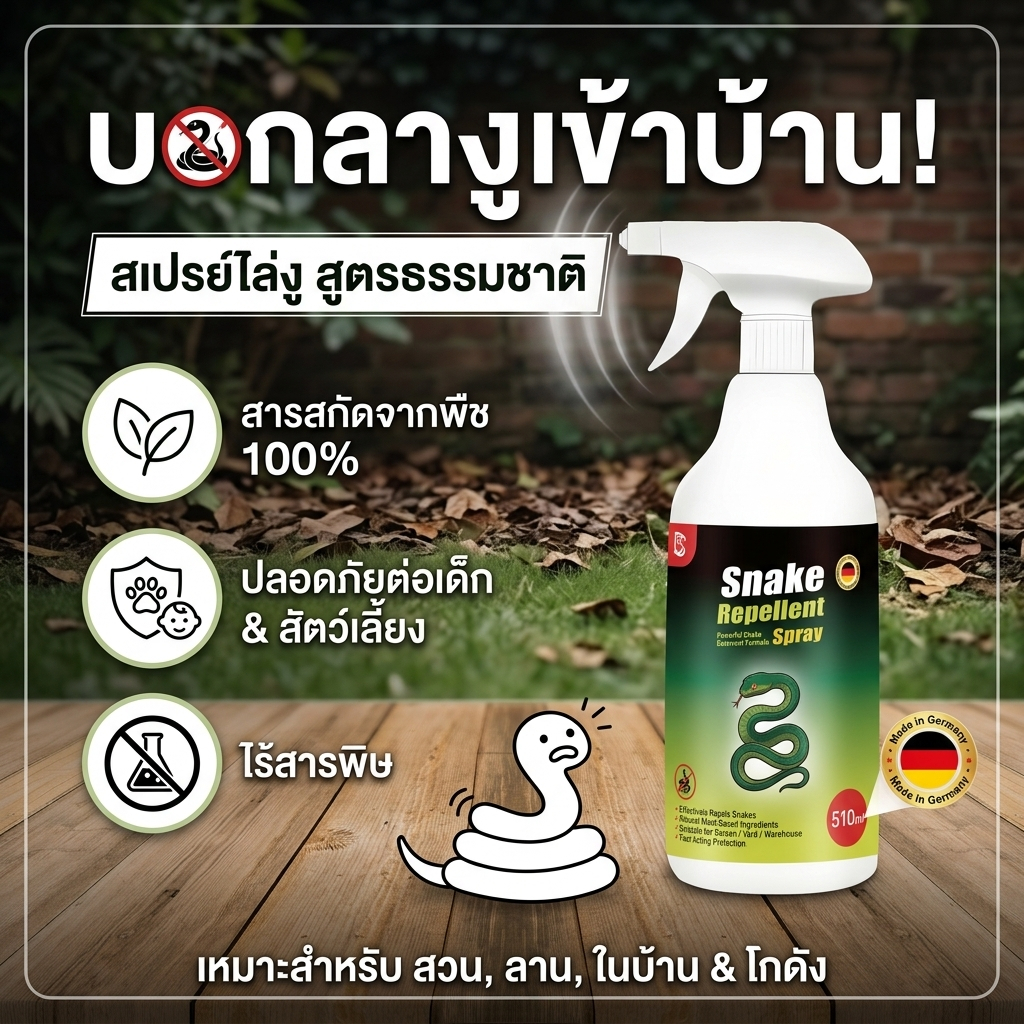 งูโผล่？ไม่กลัว ฉีดเลย! DX สเปรย์ไล่งู ยาไล่งู ป้องกันงูเข้าบ้าน ปกป้องยาวนาน 510ml