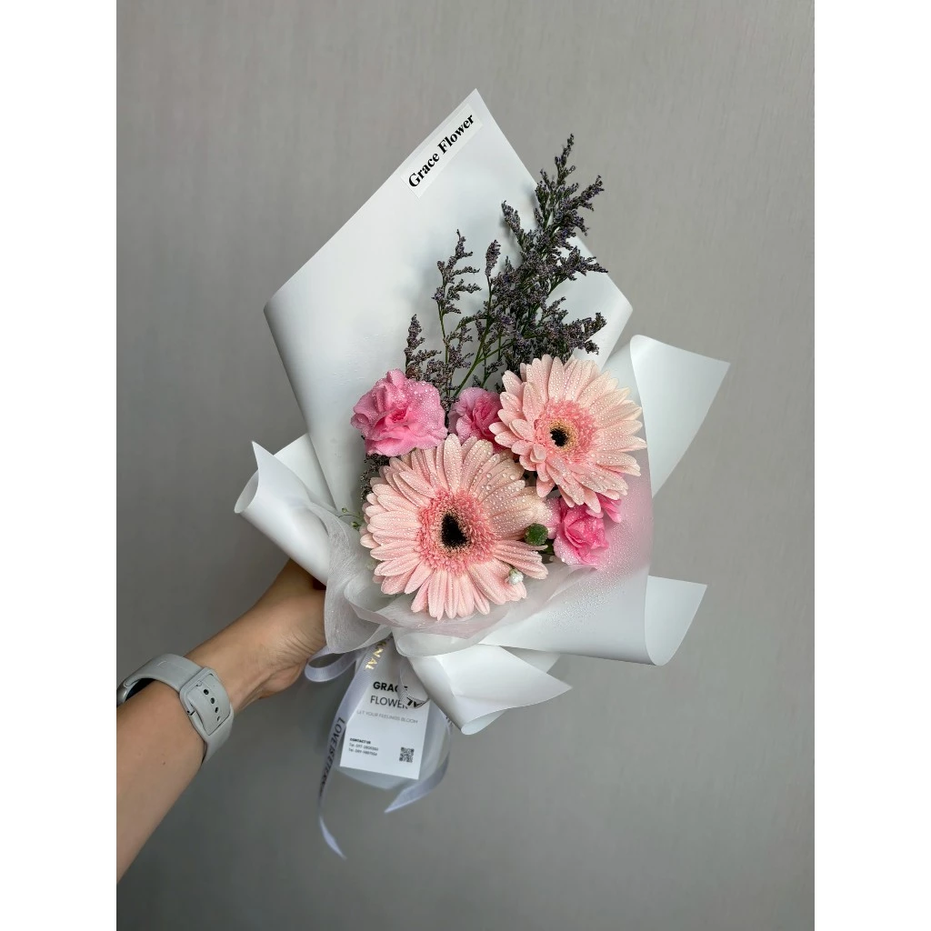 [ สินค้าพร้อมส่งด่วน ] ไซส์มินิ เยียบีร่าสุ่มสี 2 ดอก ดอกไม้สด สุ่มสีกระดาษห่อช่อ วันแม่