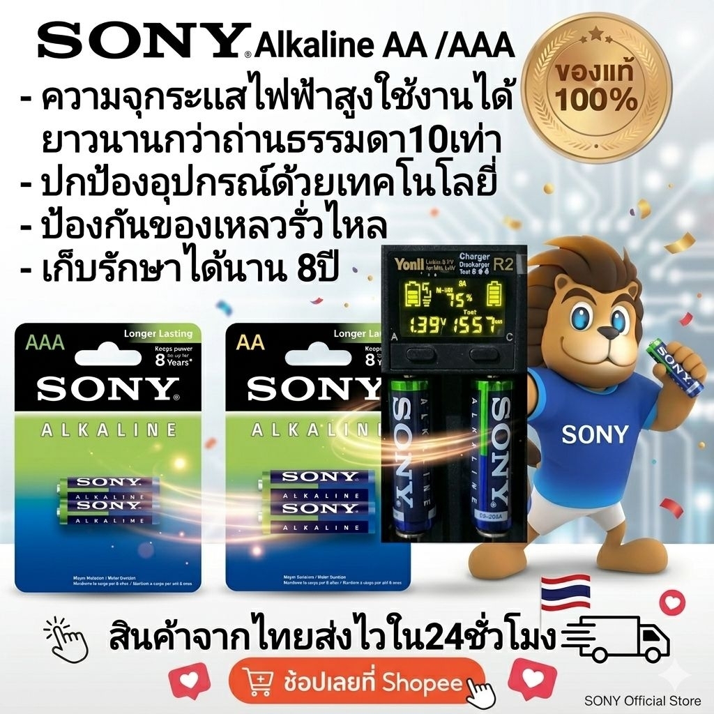 ถ่านอัลคาไลน์ SONY ALKALINE AA/AAA 1.5V
