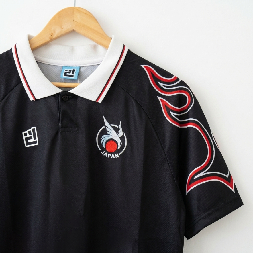 ใหม่ !! เสื้อฟุตบอลทีมชาติญี่ปุ่นลายไฟ ปี 1998 สีดำแขนสั้น Japan Soccer Jersey Edition Design by For
