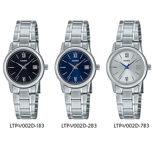 CASIO นาฬิกาข้อมือผู้หญิง รุ่น LTP-V002D,LTP-V002D-1B3,LTP-V002D-2B3,LTP-V002D-7B3