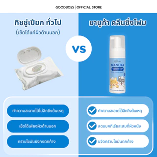 Goodboss Manuka Cleansing Foam โฟมเช็ดทำความสะอาดผิว สำหรับหมาเเมว ลดคัน เเบคทีเรีย ผลิตภัณฑ์ออแกนิค