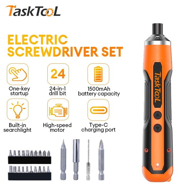 TASKTOOL สว่านไฟฟ้า สว่านไร้สาย ไขควงอเนกประสงค์ ไขควงไฟฟ้าขนาดเล็ก การเจาะและการน๊อตสามารถทำได้ง่าย