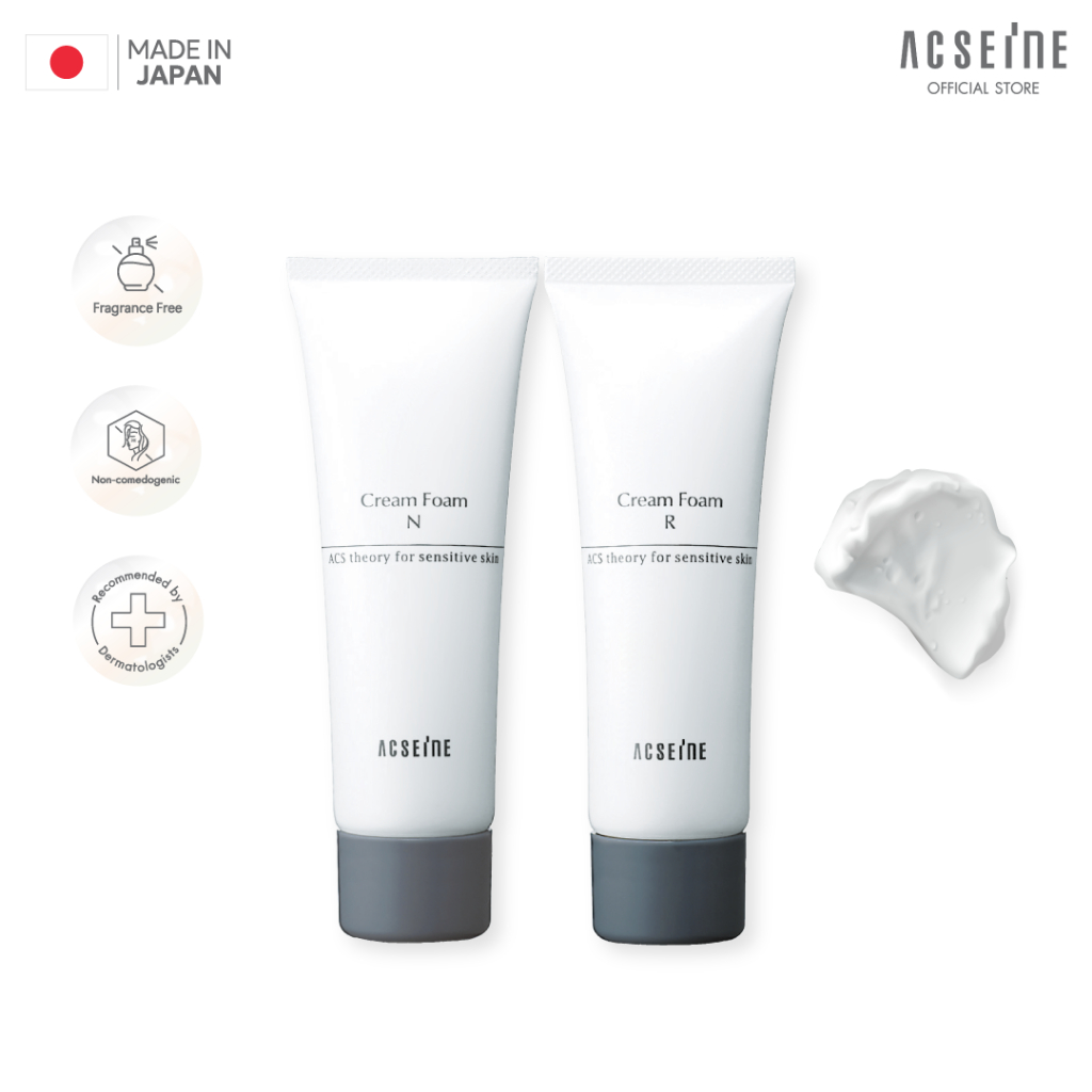 Acseine Cream Foam N & R โฟมล้างหน้าสูตรสำหรับผิวธรรมดา - ผิวมัน (N) / ผิวแห้ง (R)