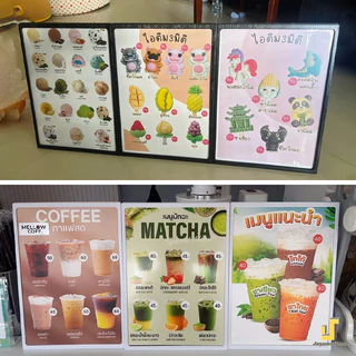 ป้ายอะคริลิคตั้งโต๊ะ ป้ายราคา เมนู โปรโมชั่น ป้ายตั้งโต๊ะ A4/A5/A6 ความต้านทานการตก