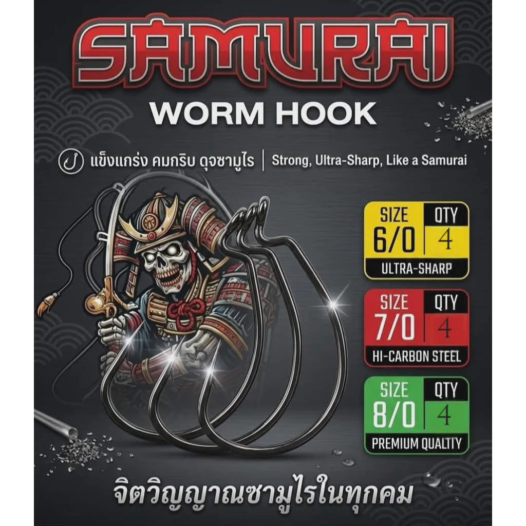 ตัวเบ็ดเกี่ยวหนอนSAMURAI ใบพัดงานชะโด