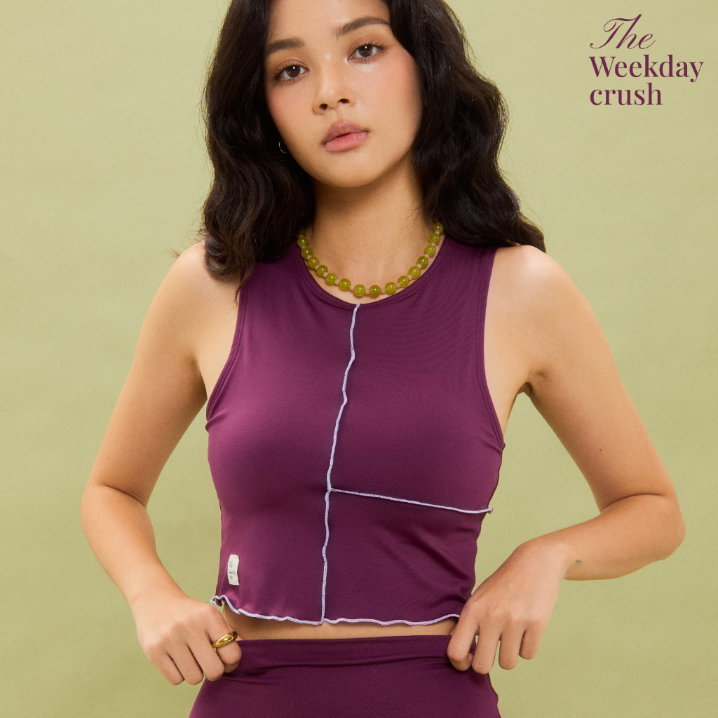 Nightfall Tank Top Italian Plum💜 เสื้อออกกำลังกาย เสื้อกล้าม สปอร์ทบรา สีม่วง พร้อมฟองน้ำถอดได้