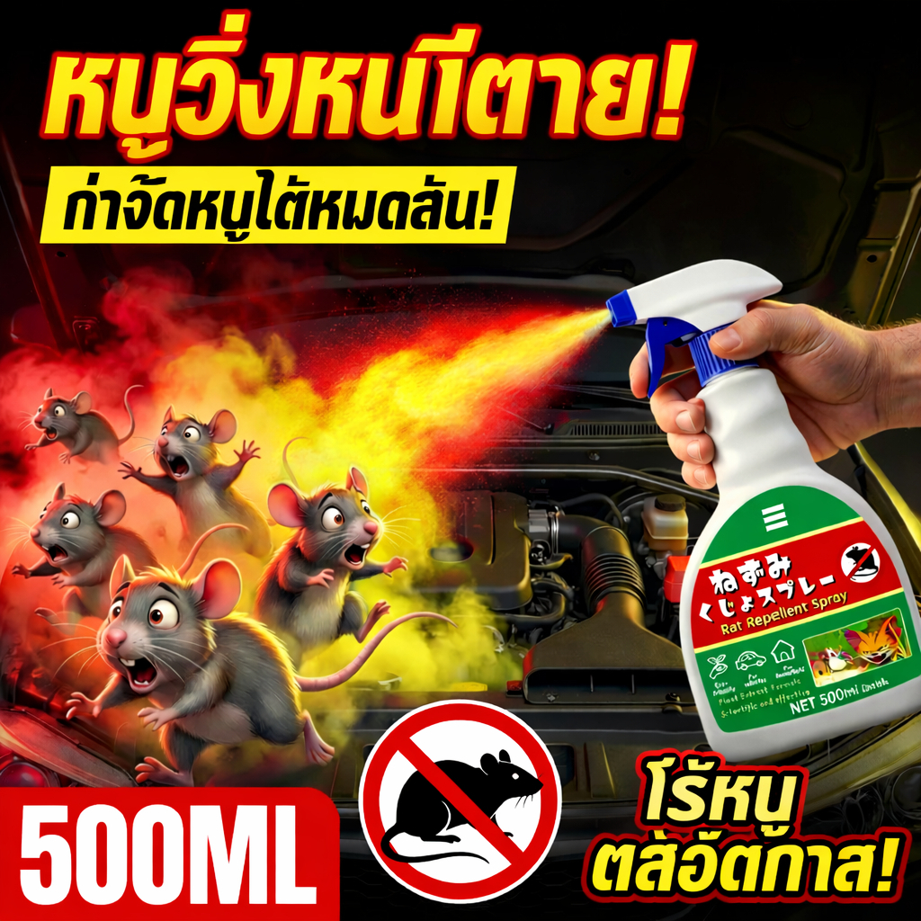 ✅ซื้อ 2 แถม 1✅ยาไล่หนู สเปร์ไล่หนู 500ml สเปย์ไล่หนู หนูไม่โผล่อีกแล้ว ยาฉีดหนู ไล่หนู กลิ่นไล่หนู ไม่ทำร้ายหนูค่ะ