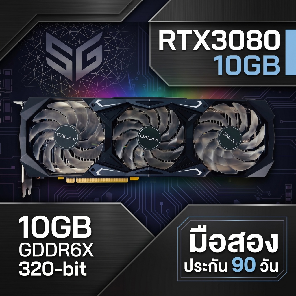 [มือสอง] การ์ดจอ GALAX GeForce RTX 3080 SG 10GB GDDR6X ประกัน 90 วัน
