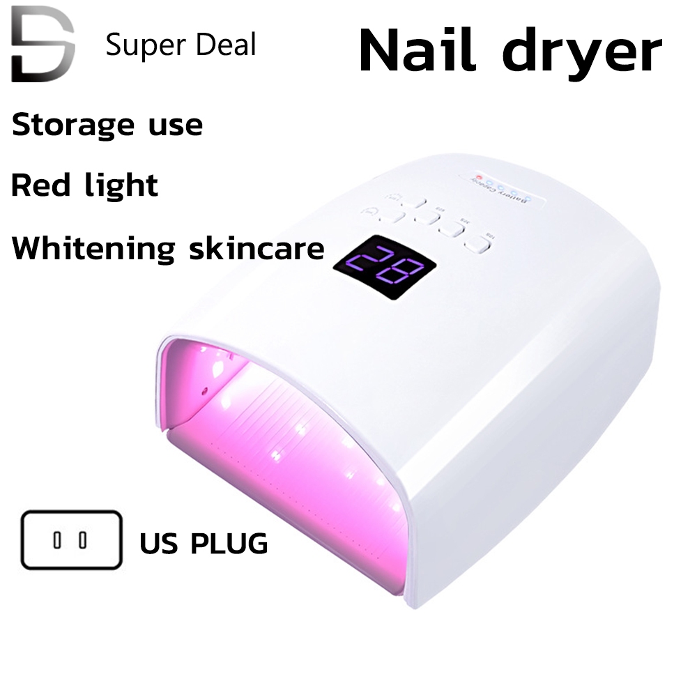 เครื่องอบเล็บเจลไฟสีชมพู ระบบ ไร้สายไฟถนอมมือ โคมไฟอบเล็บอัจฉริยะ แห้งไว10วินาที ไม่ทำให้มือดำ จอLCD