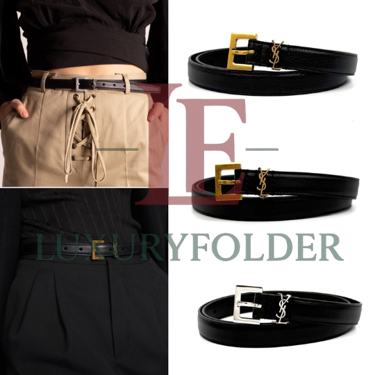 YSL Saint Laurent เข็มขัด หนังบาง รุ่น 554465 (2 CM.) ของแท้ 100%