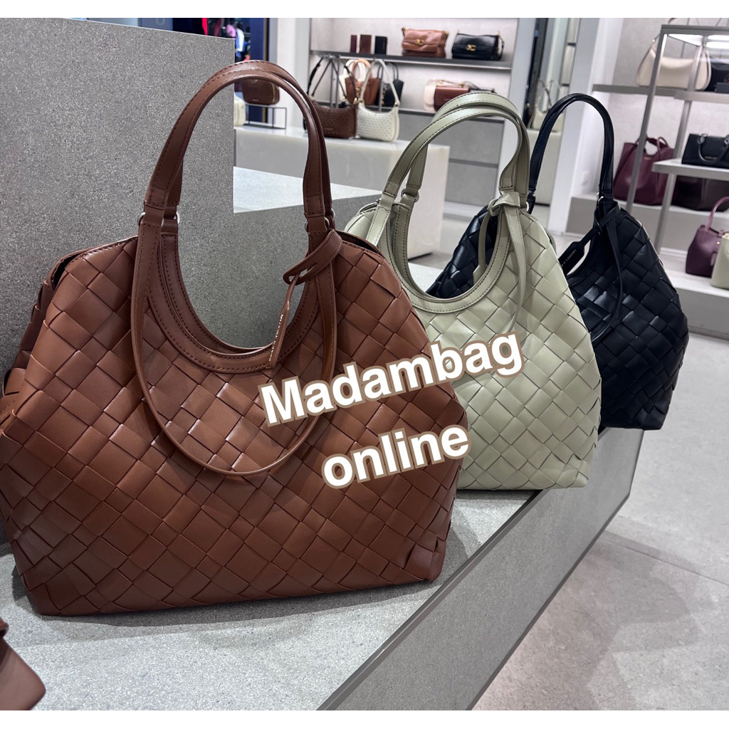 𝗖𝗛𝗔𝗥𝗟𝗘𝗦 & 𝗞𝗘𝗜𝗧𝗛 Ivette Woven Tote Bag  กระเป๋าสะพายไหล่ หนังสาน ใบใหญ่ แท้จากช็อป