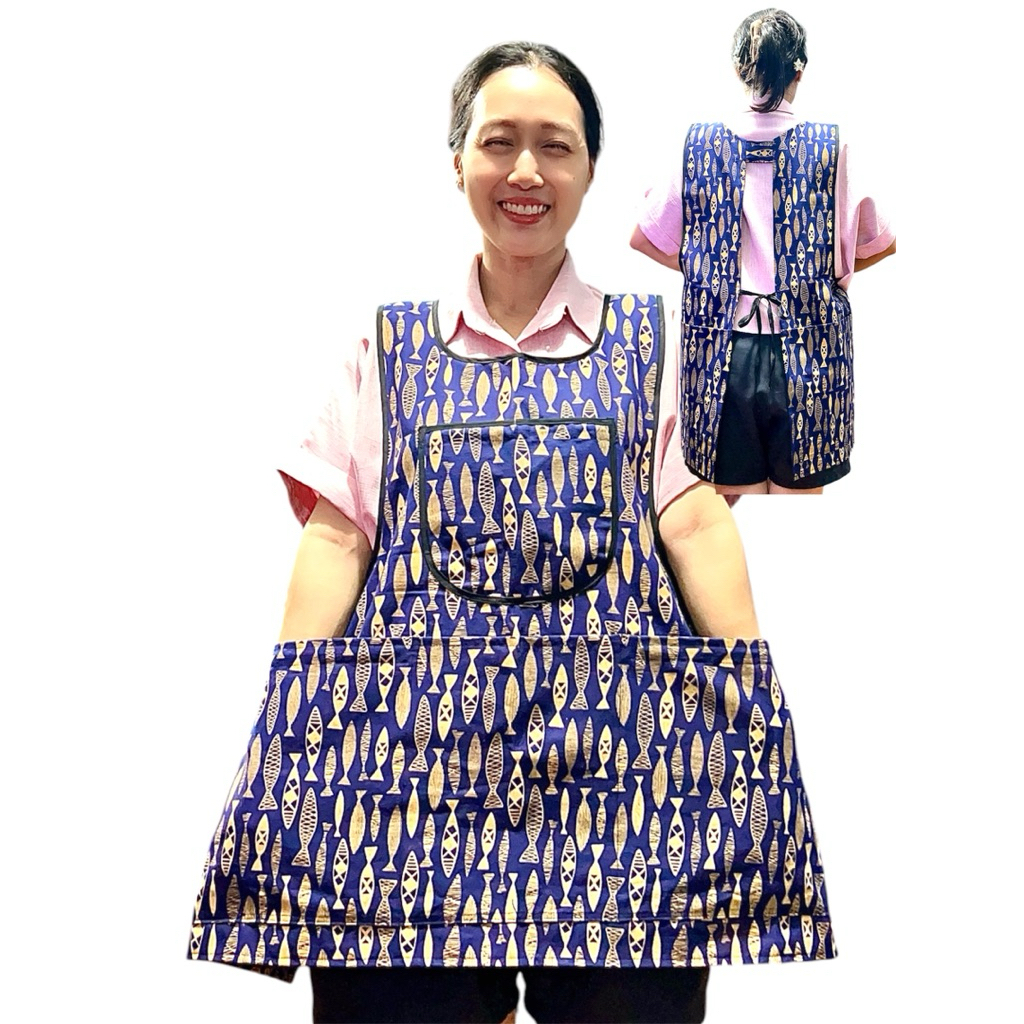 ผ้ากันเปื้อน ขายของ กระเป๋าเยอะ มีซิป แฟชั่น ไทยสไตล์ ผ้าเมือง ผ้าฝ้าย สวยๆ น่ารัก ราคา ถูกที่สุด ดีลบีเคเค