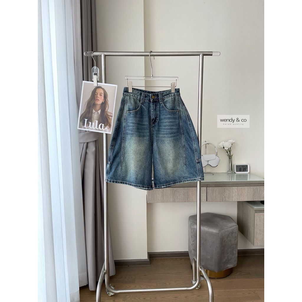 Barrel Short กางเกงยีนส์ทรงโค้งขา3 ส่วน สวยคลาสสิคใส่ง่าย แต่งตะเข็บโค้งด้านข้าง Tag Danim ราคา ถูกที่สุด ดีลบีเคเค แกลเลอรีภาพที่ 4