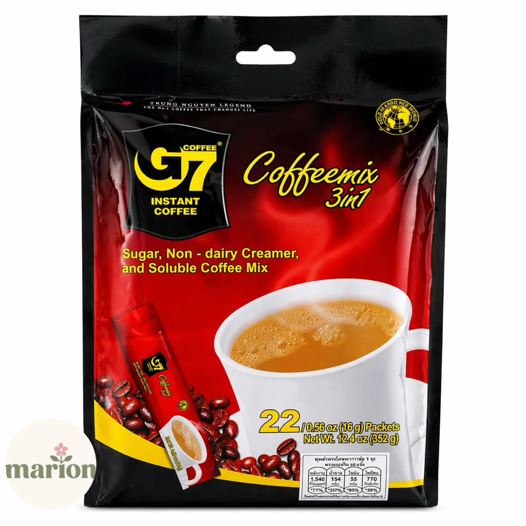 G7 Coffee 3in1 กาแฟเวียดนามสำเร็จรูป 22 ซอง กาแฟปรุงสำเร็จ กาแฟหอมเข้ม ชงร้อนเย็น