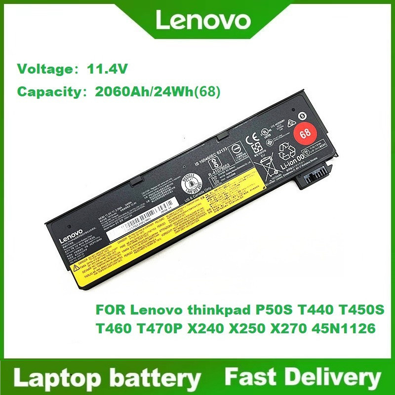 ☸แบตเตอรี่ ของแท้ Lenovo ThinkPad X240 X250 X260 X270 K2450 45N1126 45N1127 Laptop Battery 68