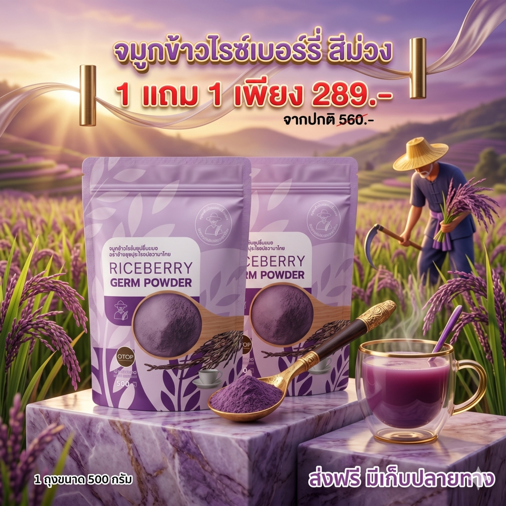 จมูกข้าวไรซ์เบอร์รี่ 500gX2 #ชงพร้อมดื่ม หอม อร่อย สุขภาพดีทั้งครอบครัว ของแท้100%