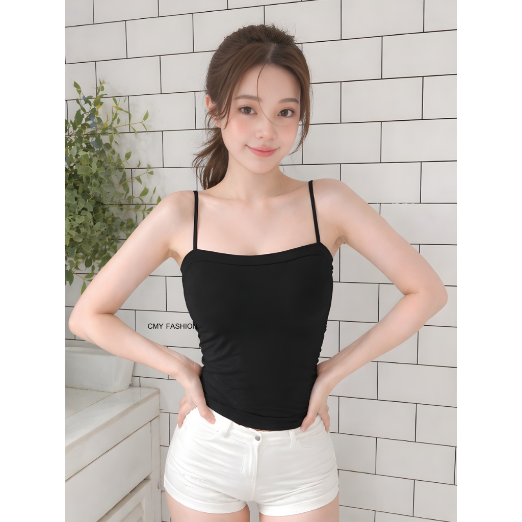 เสื้อสายเดียวผู้หญิง เกาะอกสายเดียว เสริมฟองน้ำ แบบไร้โครง เนื้อผ้านิ่ม ดีไซน์ทรงเข้ารูป ทรงสวยแมทช์ได้ทุกลุค t1806# ราคา ถูกที่สุด ดีลบีเคเค แกลเลอรีภาพที่ 9