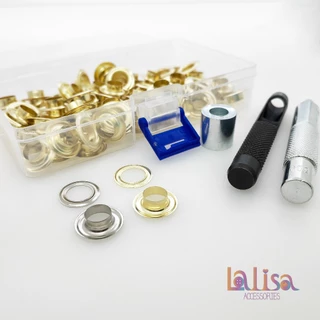 ชุดตาไก่พร้อมเครื่องตอกครบเซ็ต พร้อมใช้งาน งานช่าง งานหนังติดตั้งง่าย Alloy eyelet with tool PS-3008