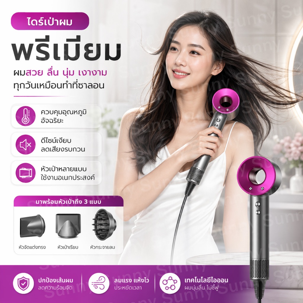 รีวิว Simplus ไดร์เป่าผม 2400W ลมแรง แห้งไว ถนอมผม ไม่ร้อนเกิน