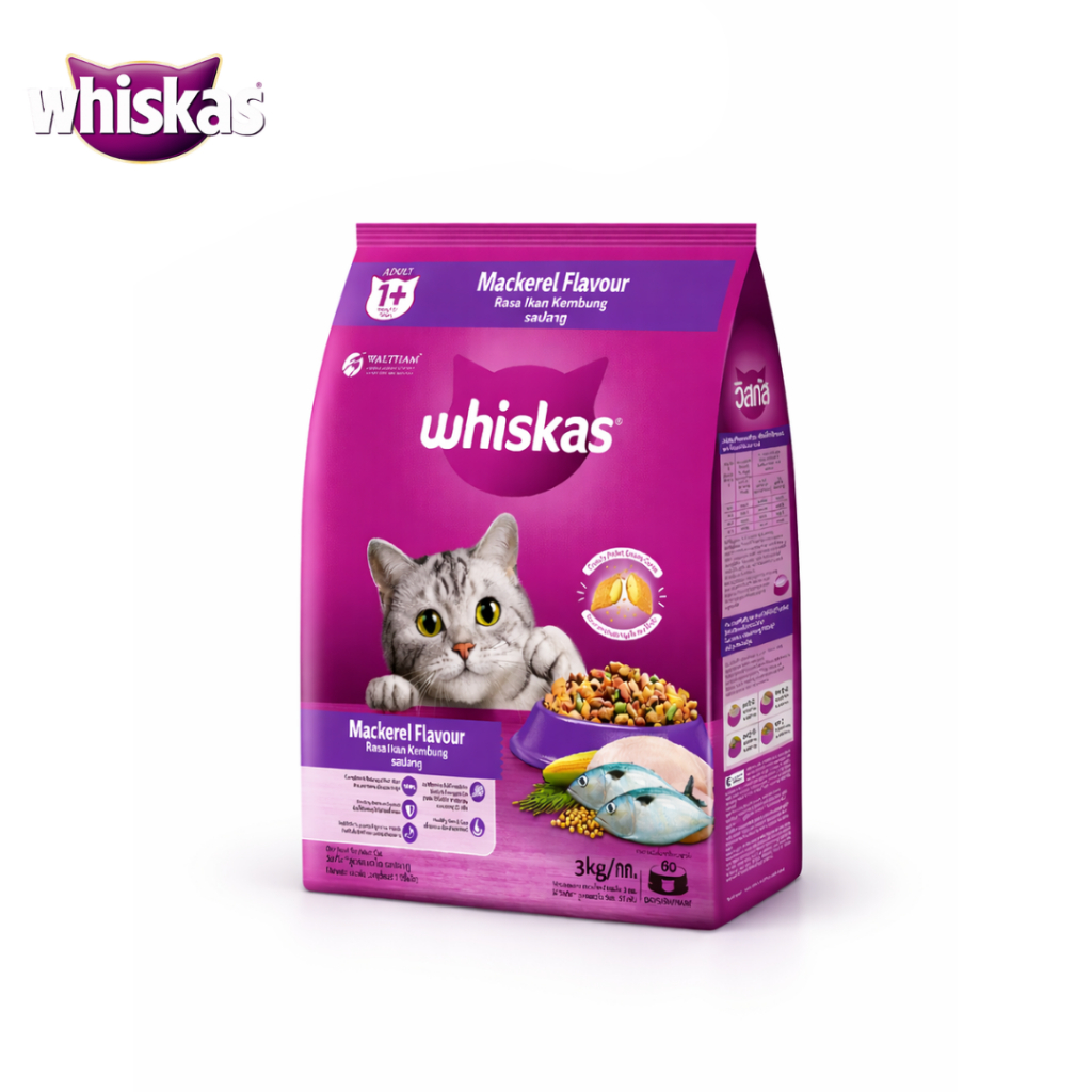 WHISKAS DRY CAT FOOD พ็อกเกต สูตรแมวโต 1.2 kg อาหารแมวชนิดแห้ง แบบเม็ด Petus Kingkaew