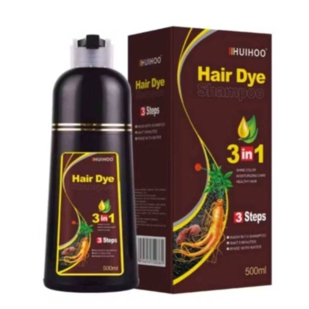 HUIHOO  แชมพูปิดผมขาว แชมพูปิดผมหงอก 500 ml ยาย้อมผม Hair dry  ครีมย้อมผม ย้อมบำรุง  ยาสระผมปิดผมขาว