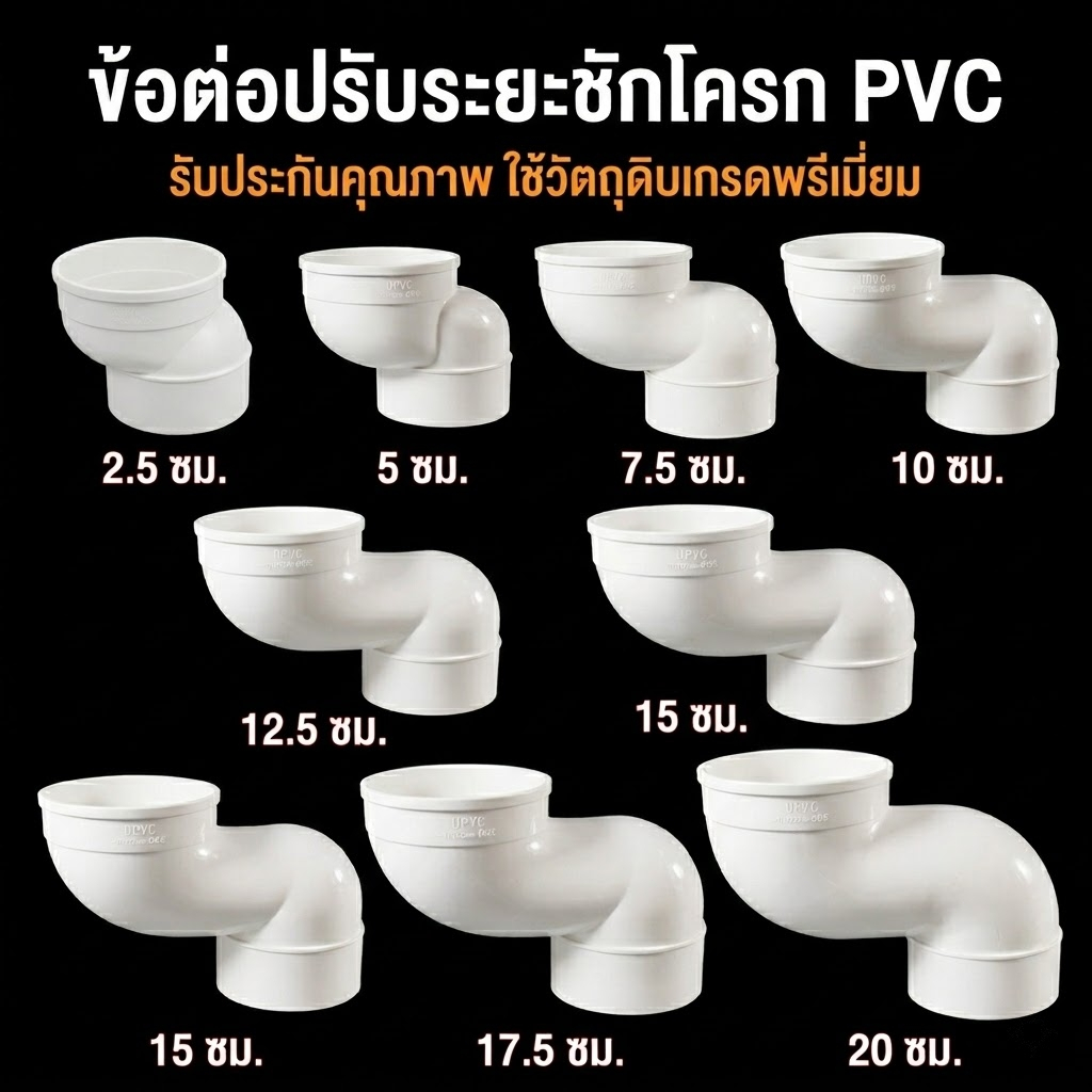 ท่อชักโครกเยื้องศูนย์ ท่อต่อชักโครก ท่อขยับ 2.5-20cm ตัวเชื่อมต่อหน้าแปลนชักโครก แก้ปัญหาชักโครกไม่ตรงตำแหน่ง