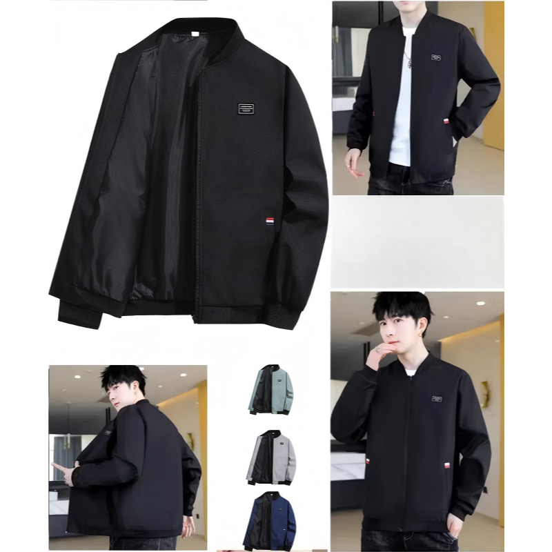เสื้อแจ็คเก็ตผ้าร่มผู้ชาย น้ำหนักเบา ใส่สบาย ทรงหลวมทันสมัย (เบสบอล2)