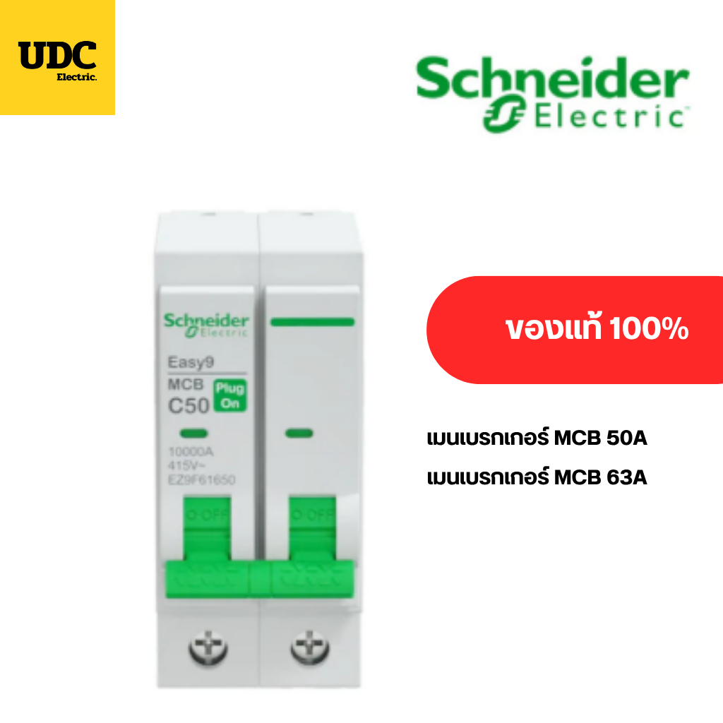 Schneider MCB รุ่น EASY9 Plug-On เมนเบรกเกอร์ 50A,63A