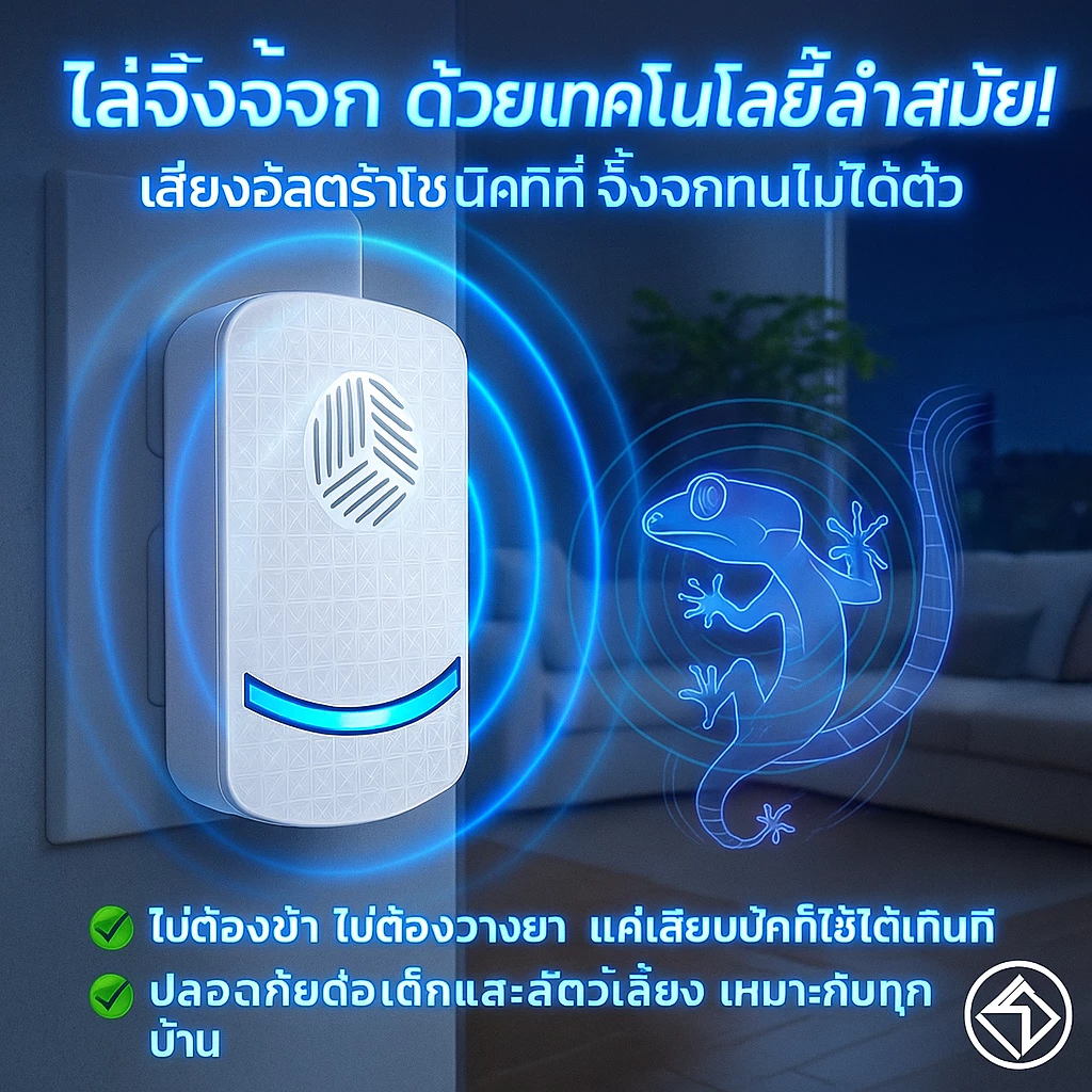 🦎เครื่องไล่จิ้งจกอัลตราโซนิก เสียบปุ๊บใช้ได้เลย ไล่ตุ๊กแกเห็นผลไว ครอบคลุมทั้งบ้าน ไร้เสียง ปลอดภัยต่อคนและสัตว์เลี้ยง