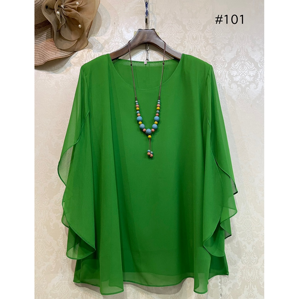 เสื้อชีฟองลำลอง (อก 50“-56“) ทำงาน เสื้อชีฟองไซส์ใหญ่ ฟรีไซส์ สาวอวบ อ้วน  เรียบหรู ดูดี