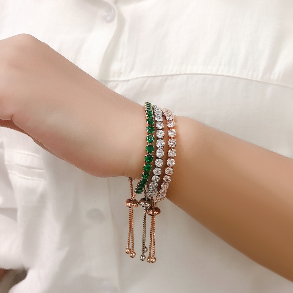 ZYZสร้อยข้อมือผู้หญิงสแตนเลส ฝังเพชร ไม่แพ้ผิว ไม่ซีดจาง รูปที่ 6