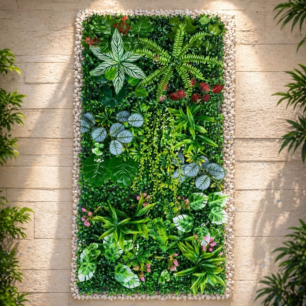 หญ้าแผ่นสำเร็จ สวนแนวตั้งผนังเทียม ขนาด60x120cm