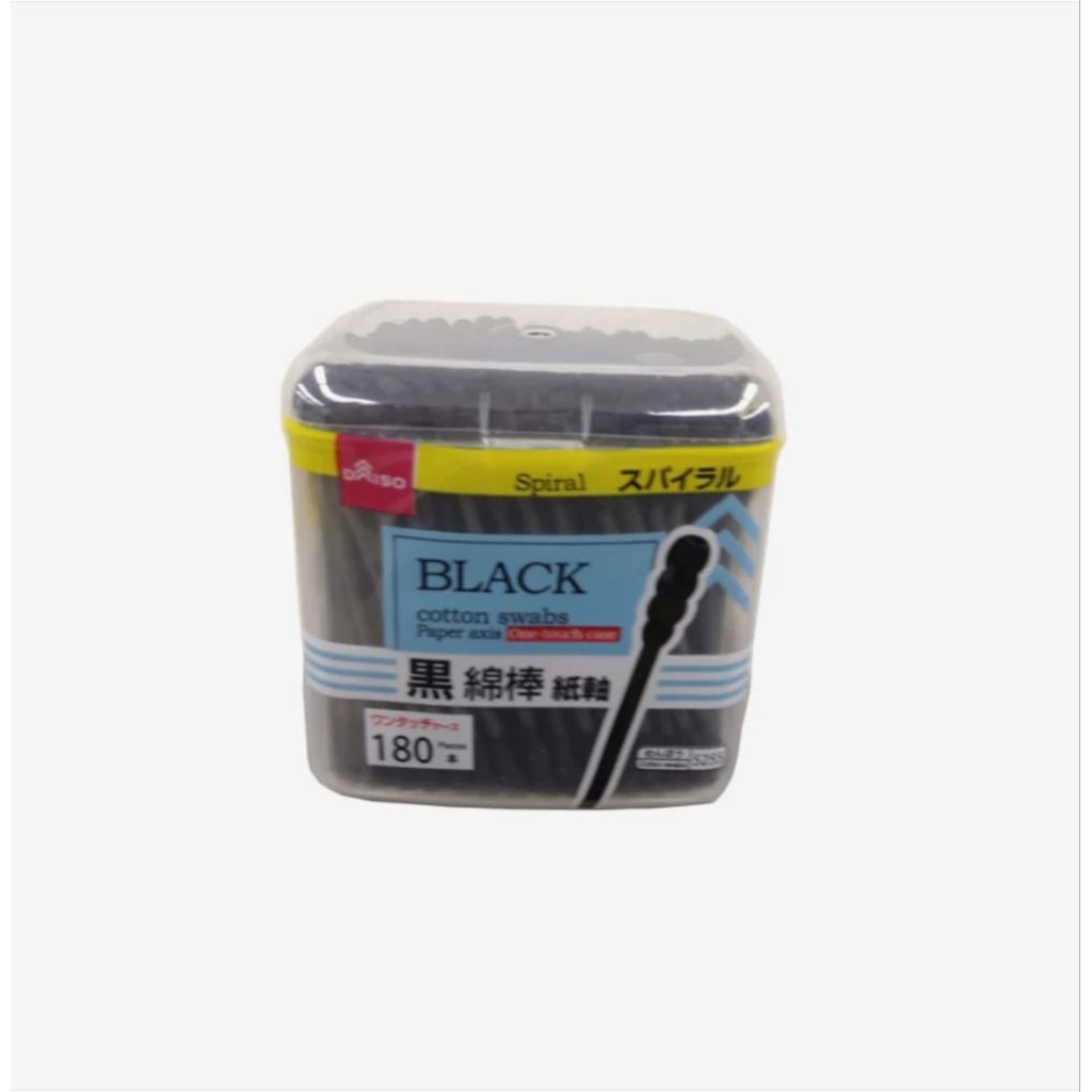 Cotton buds สีดำแบบเกลียว 180 ชิ้น  Daiso ของแท้นำเข้าจากญี่ปุ่น
