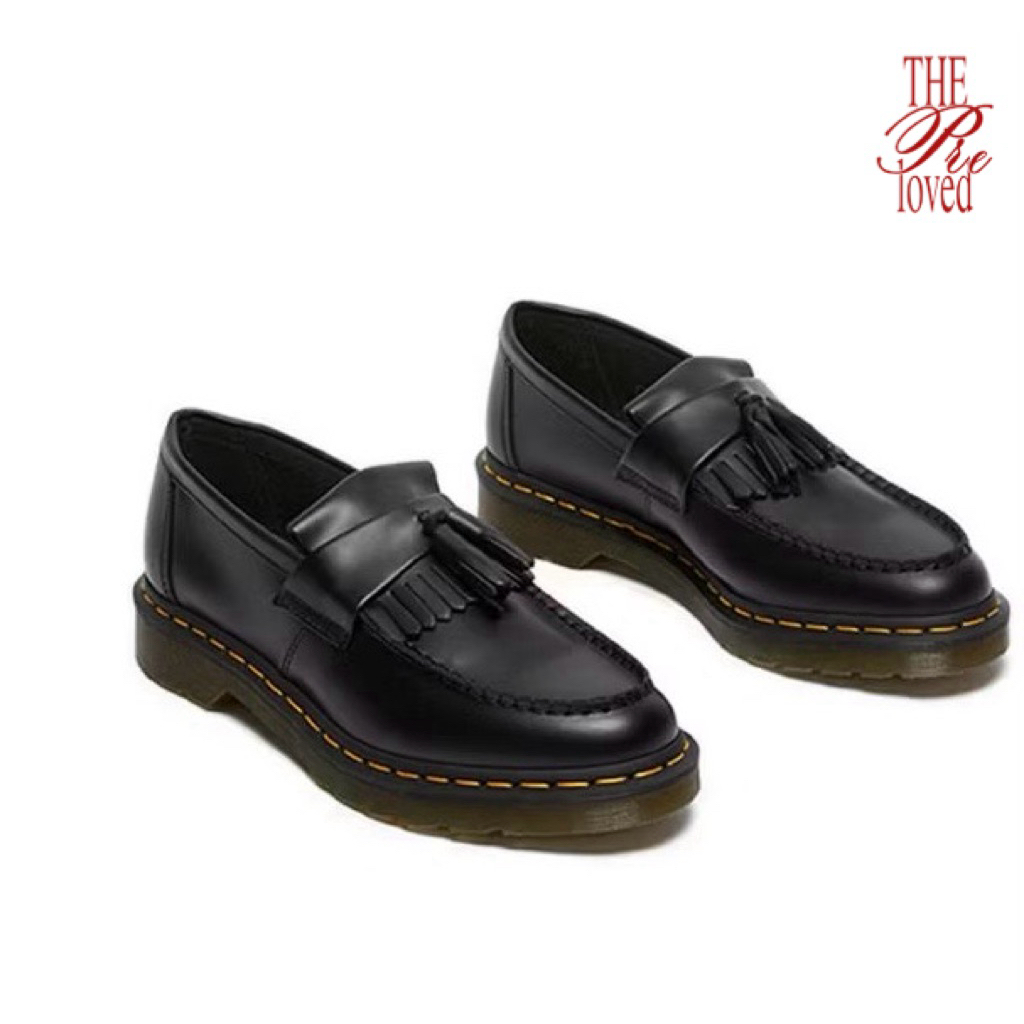 รองเท้า Dr. Martens Adrian Yellow Stitch Leather Tassel Loafers