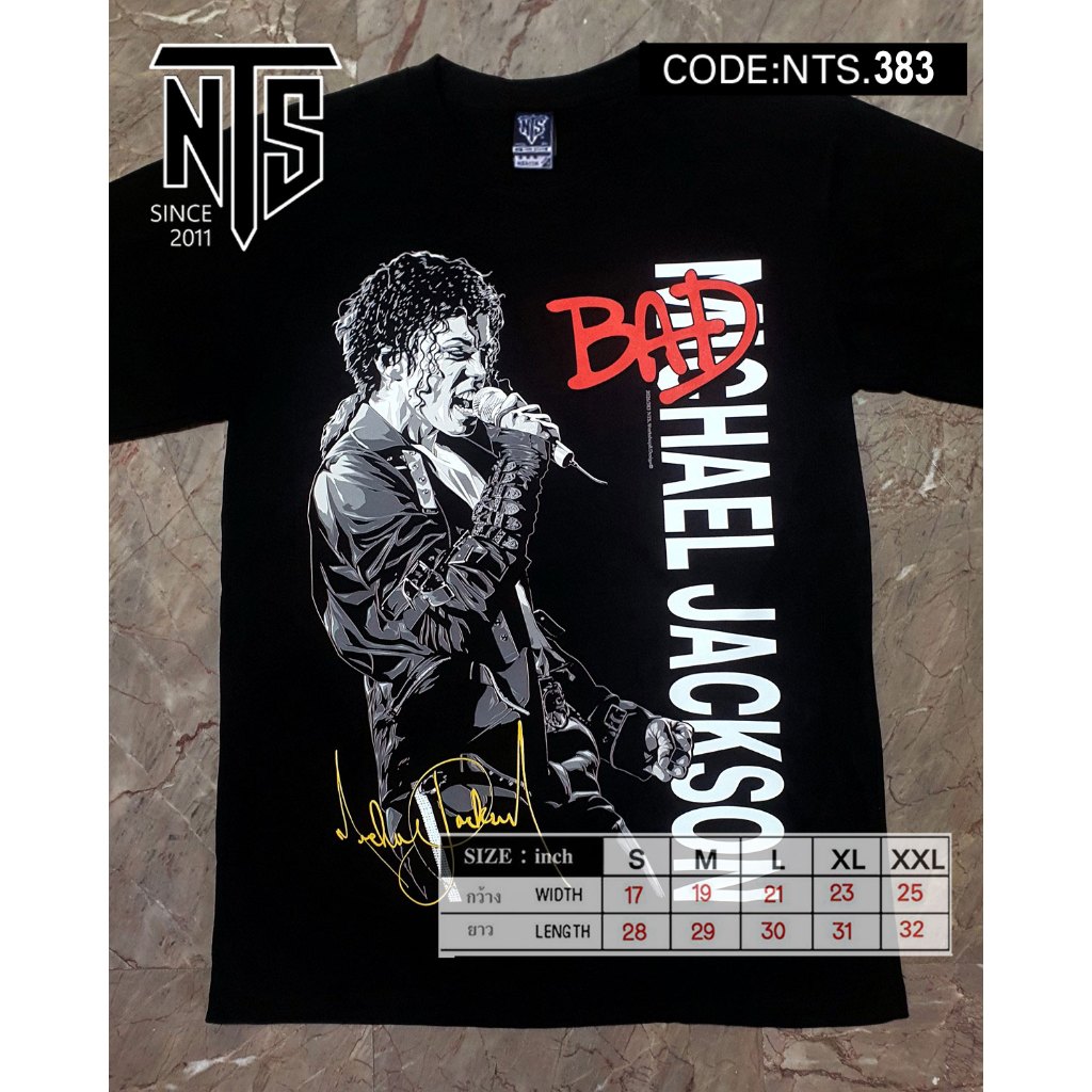 NTS 383 MJ  MICHAEL JACKSON KING OF POP เสื้อวง เสื้อยืด ROCK ลายวงดนตรี คอตตอนหนานุ่ม สีดำ S M L XL XXL 3XL
