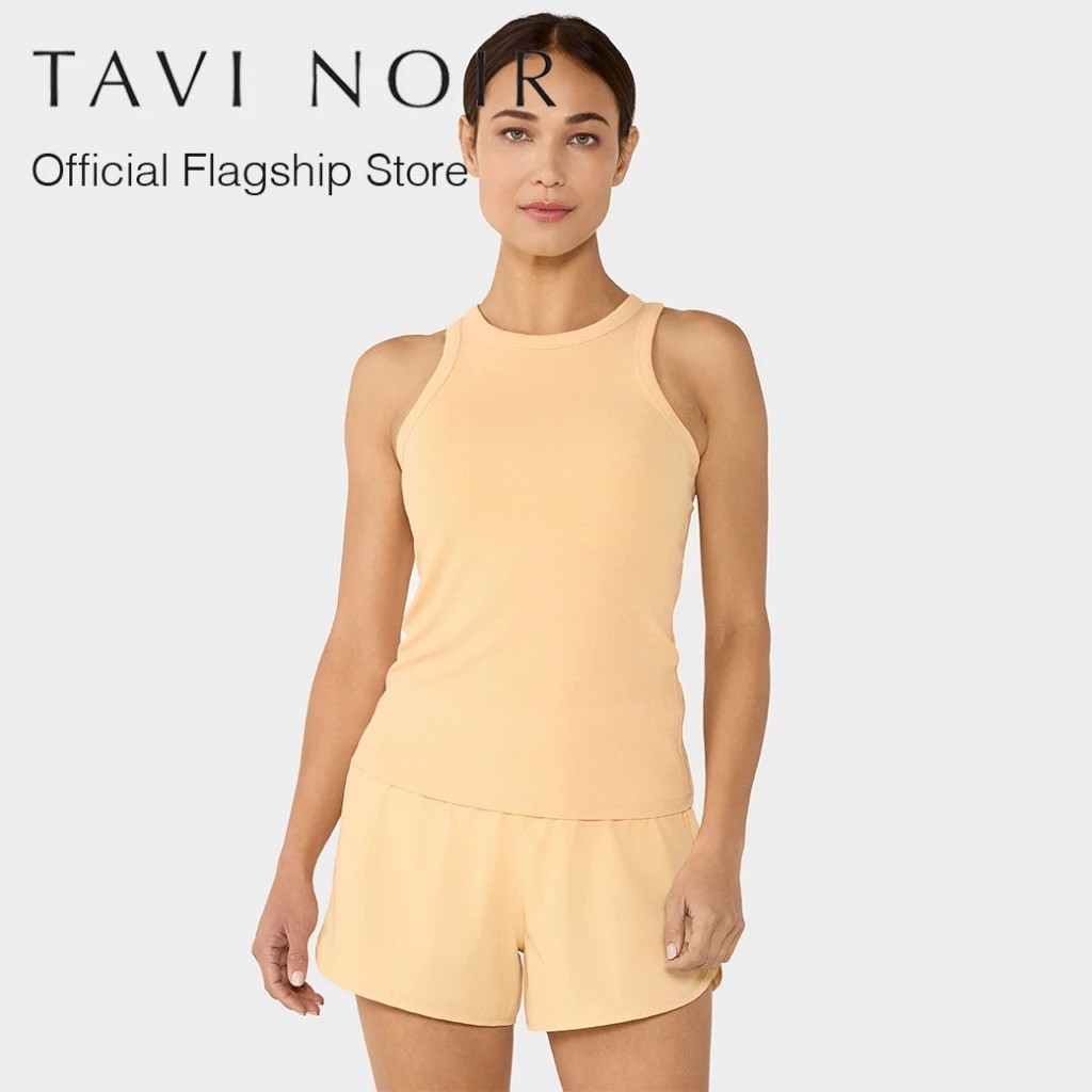 Tavi Noir เสื้อกล้ามตัวยาว คอตื้นไม่โป้ ผ้าร่อง เสื้อออกกำลังกาย เสื้อโยคะ Barre  พิลาทิส 🧘‍♀️ รุ่น 