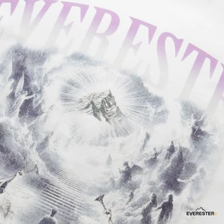 EVERESTER เสื้อยืด คอฟิต - แขนปีกนก วินเทจ Heaven Heavy Cotton เสื้อผู้ชาย Oversize สีขาว Wing