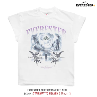 EVERESTER เสื้อยืด คอฟิต - แขนปีกนก วินเทจ Heaven Heavy Cotton เสื้อผู้ชาย Oversize สีขาว Wing